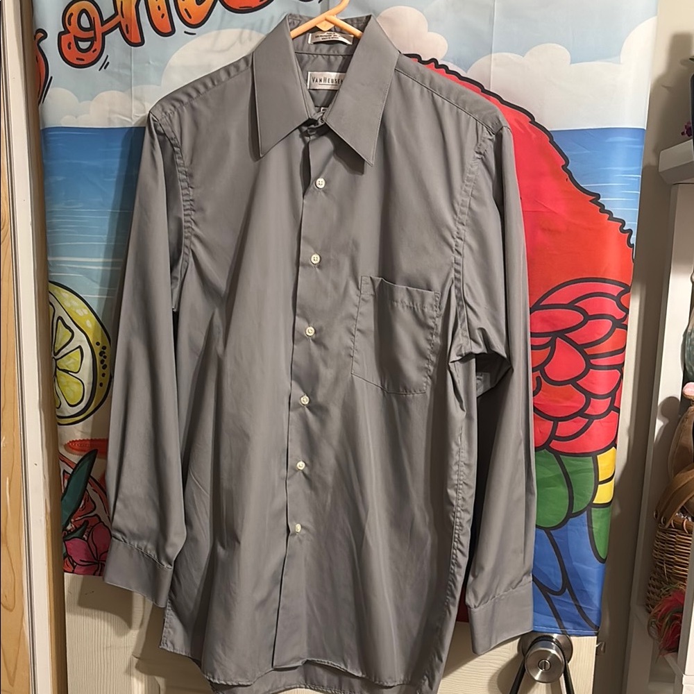 Van Heusen Gray Dress Shirt Long Sleeve